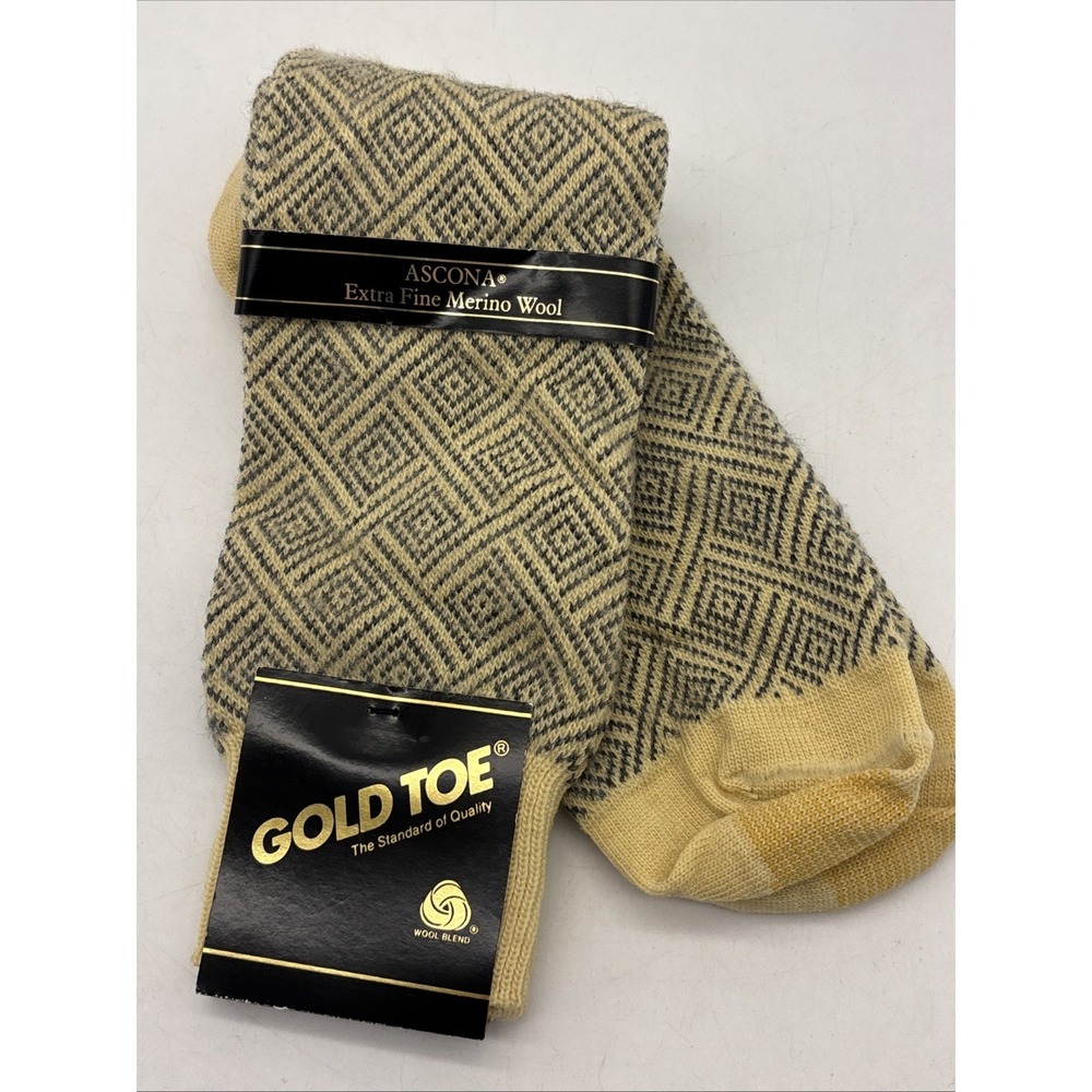Vintage Gold Toe Socks 726S Size 10 -13 Butter Marano Wool Butter USA